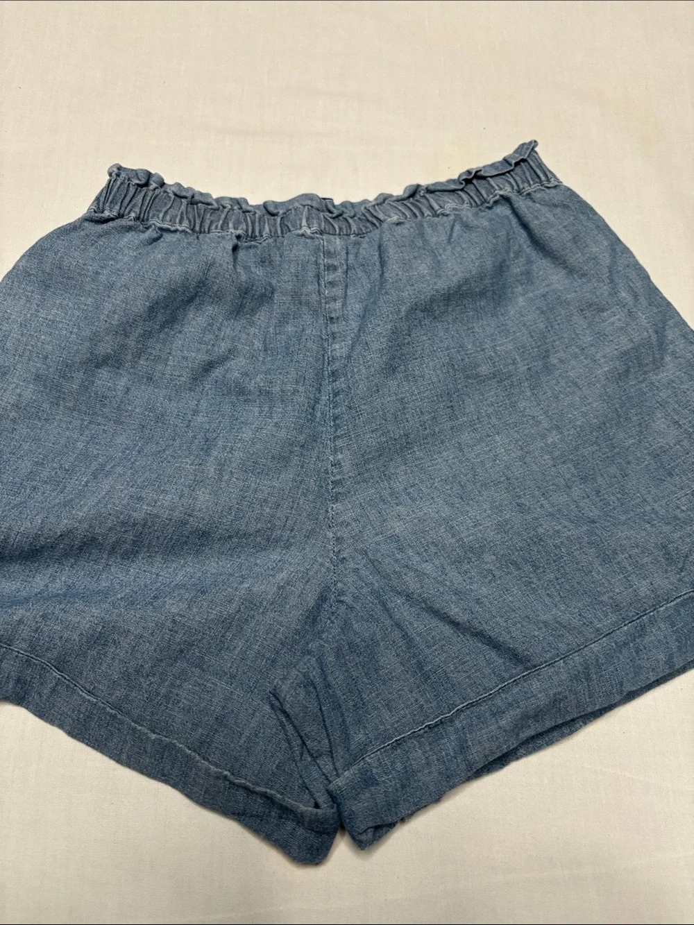 Casual Denim Blue girls  Paperbag Waist Shorts
